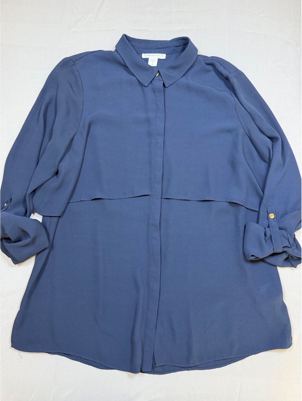 Coldwater Creek blue long sleeve blouse size 14